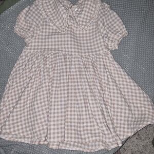 Rylee + Cru Pink Gingham Puff Sleeve Dress